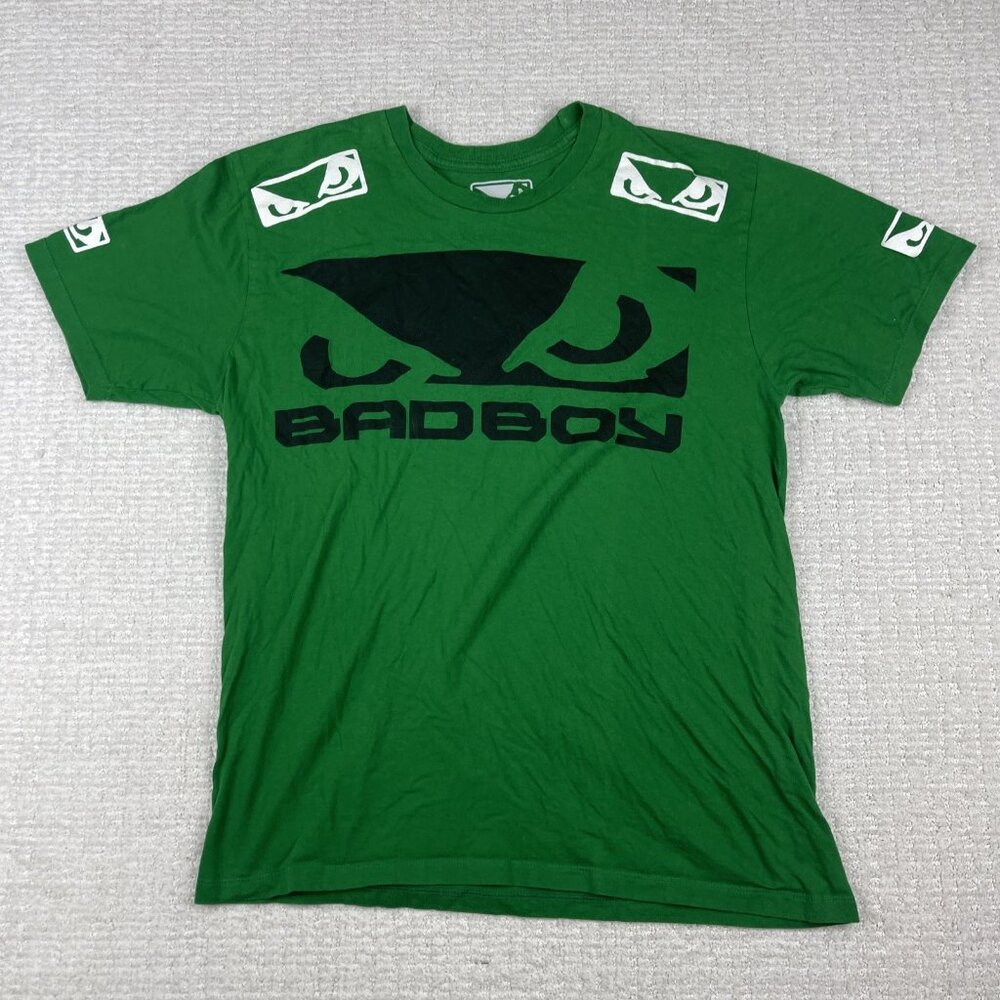 Y2K Bad Boy MMA T Shirt Men's M Green All over print Grunge Fighting Sports Read